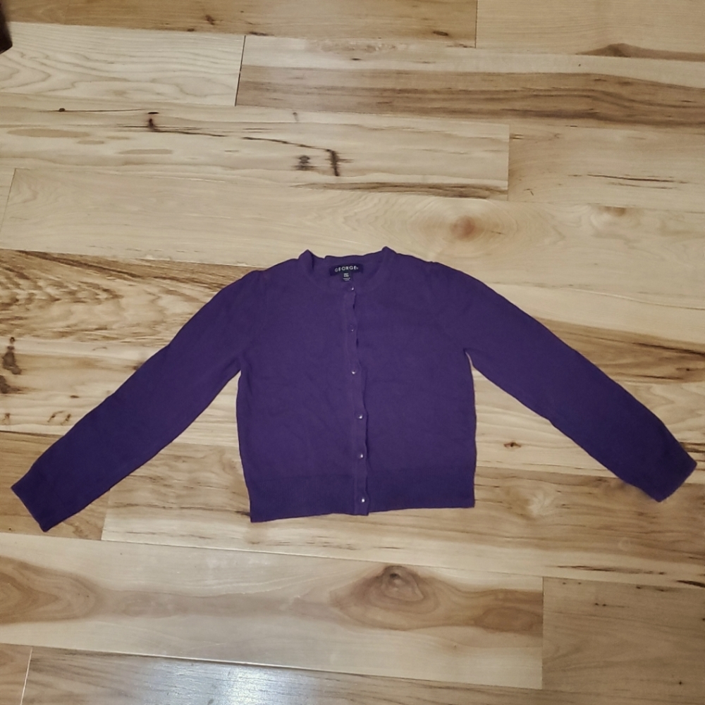 Girls Plum Button Up Cardigan